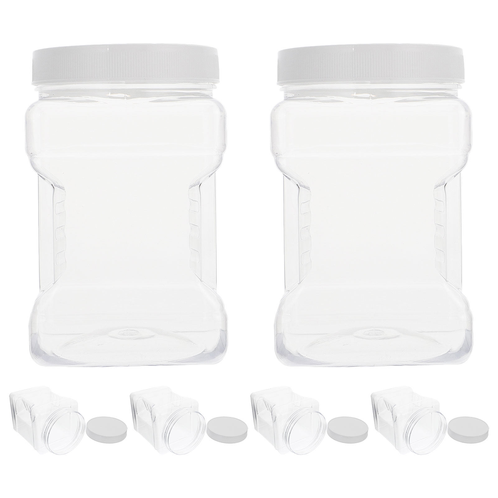 Food Storage Jars - 6 Pots de Conservation Transparents Carrés