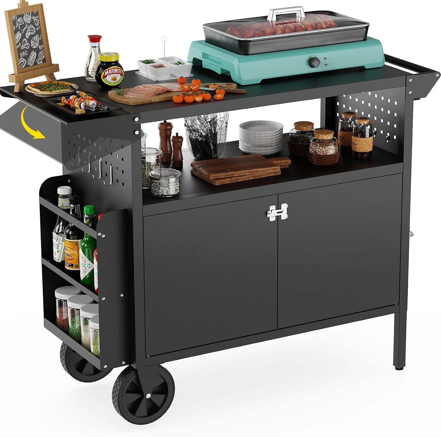 Food Storage In The Kitchen - Table de barbecue d'extérieur avec rangement,