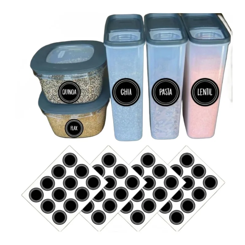 Food Storage Jar Labels - Autocollants de tableau noir ronds réutilisables