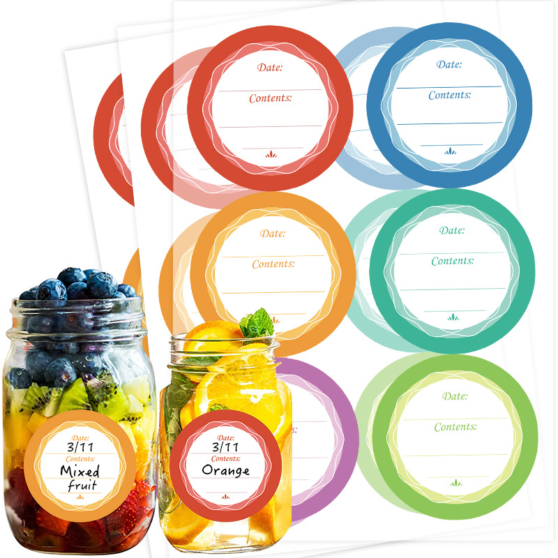 Food Storage Jar Labels - 6 autocollants étanches amovibles de 4