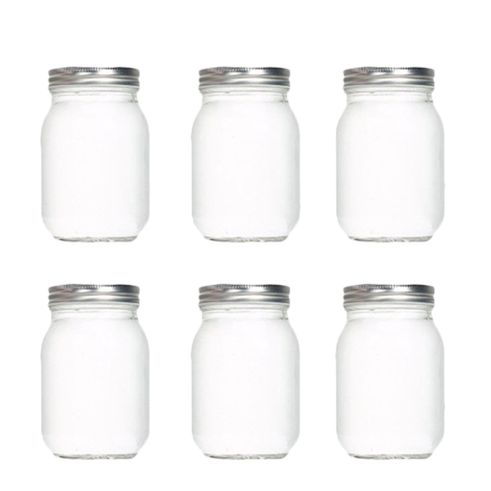Food Storage Jars - 6 pots en verre ronds transparents