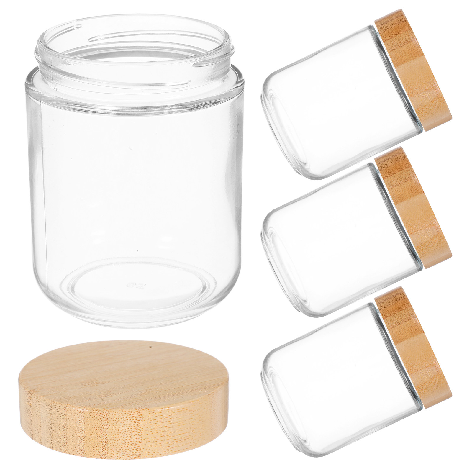 Food Storage Jars - 4 pots en verre transparent avec