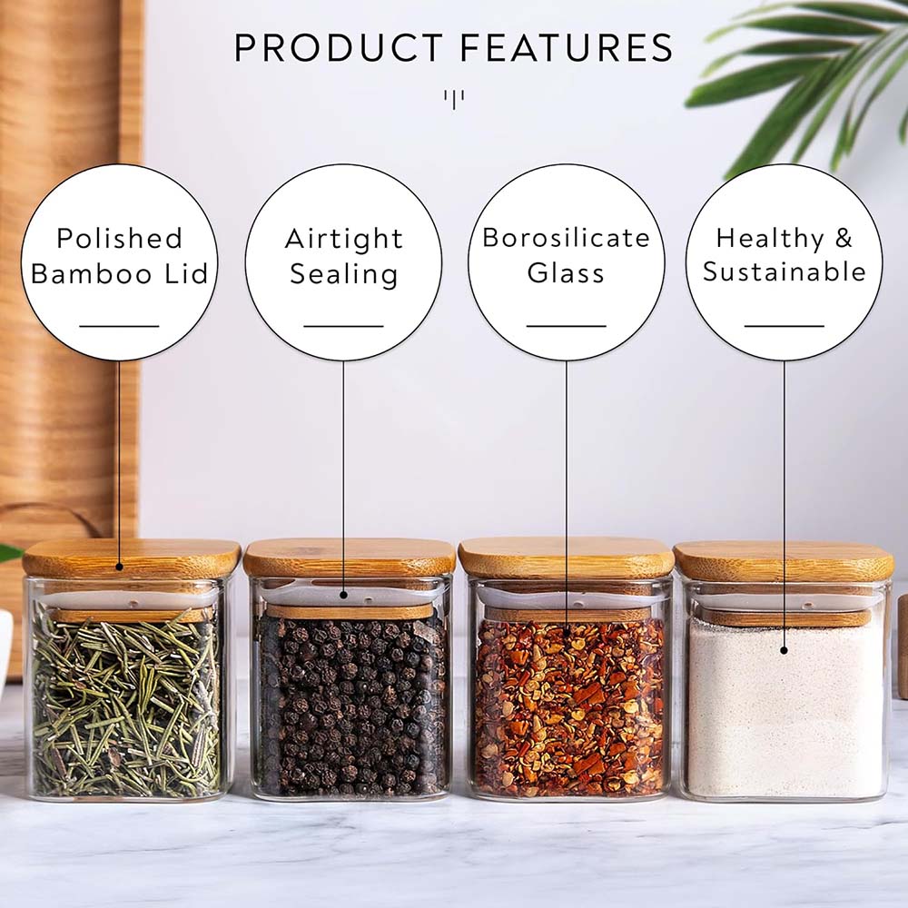 Bocaux à Épices Carrés en Verr - Food Storage Jar Labels avis et prix