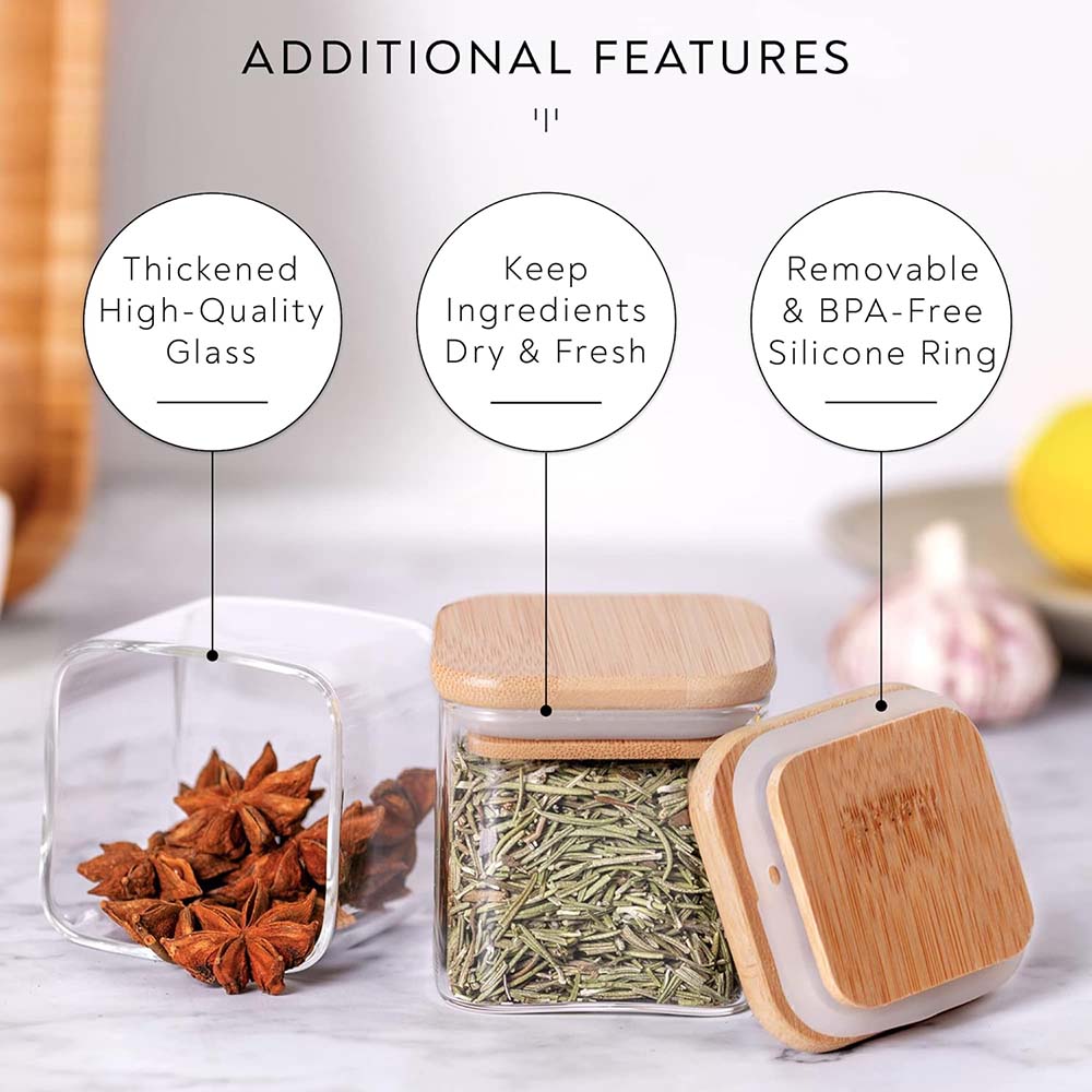 Bocaux à Épices Carrés en Verr - Food Storage Jar Labels avis et prix