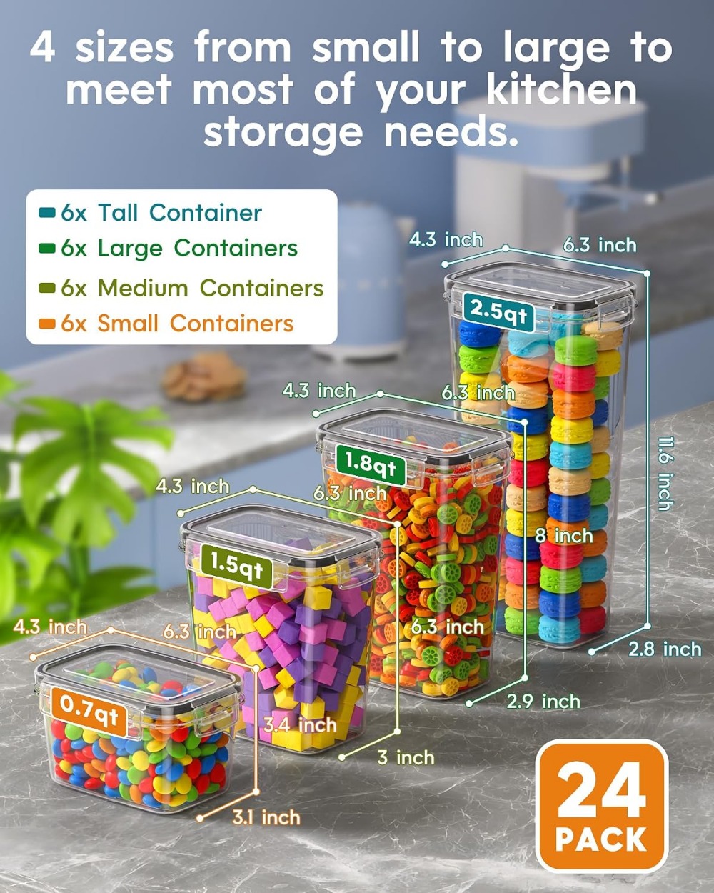 24 contenants hermétiques pour - Food Storage Canister avis et prix